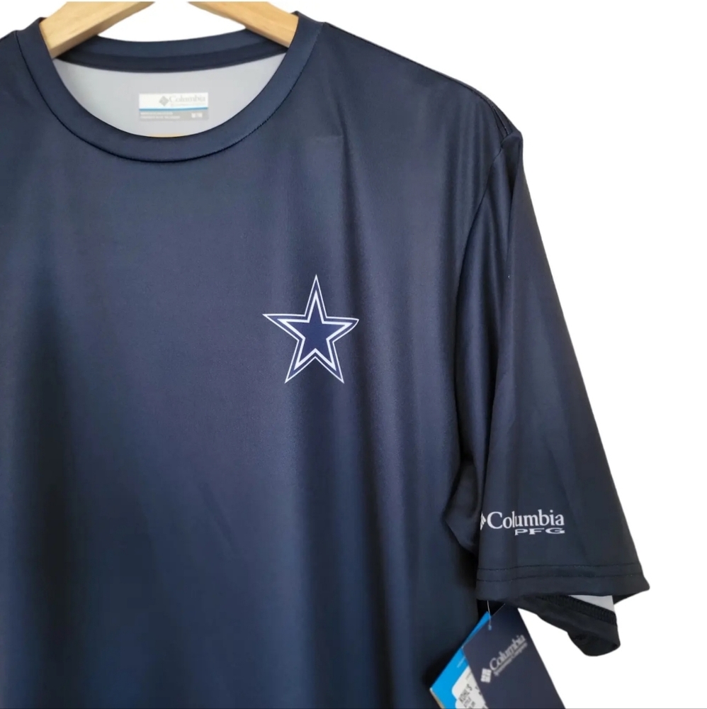 NWT COLUMBIA Dallas Cowboys Terminal Tackle‎ PFG Omni-Shade T-Shirt Navy Size M
